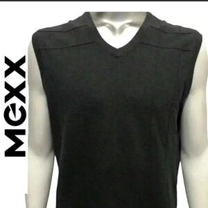 Men's Mexx V-Neck Charcoal Sweater Vest Grey Size Large